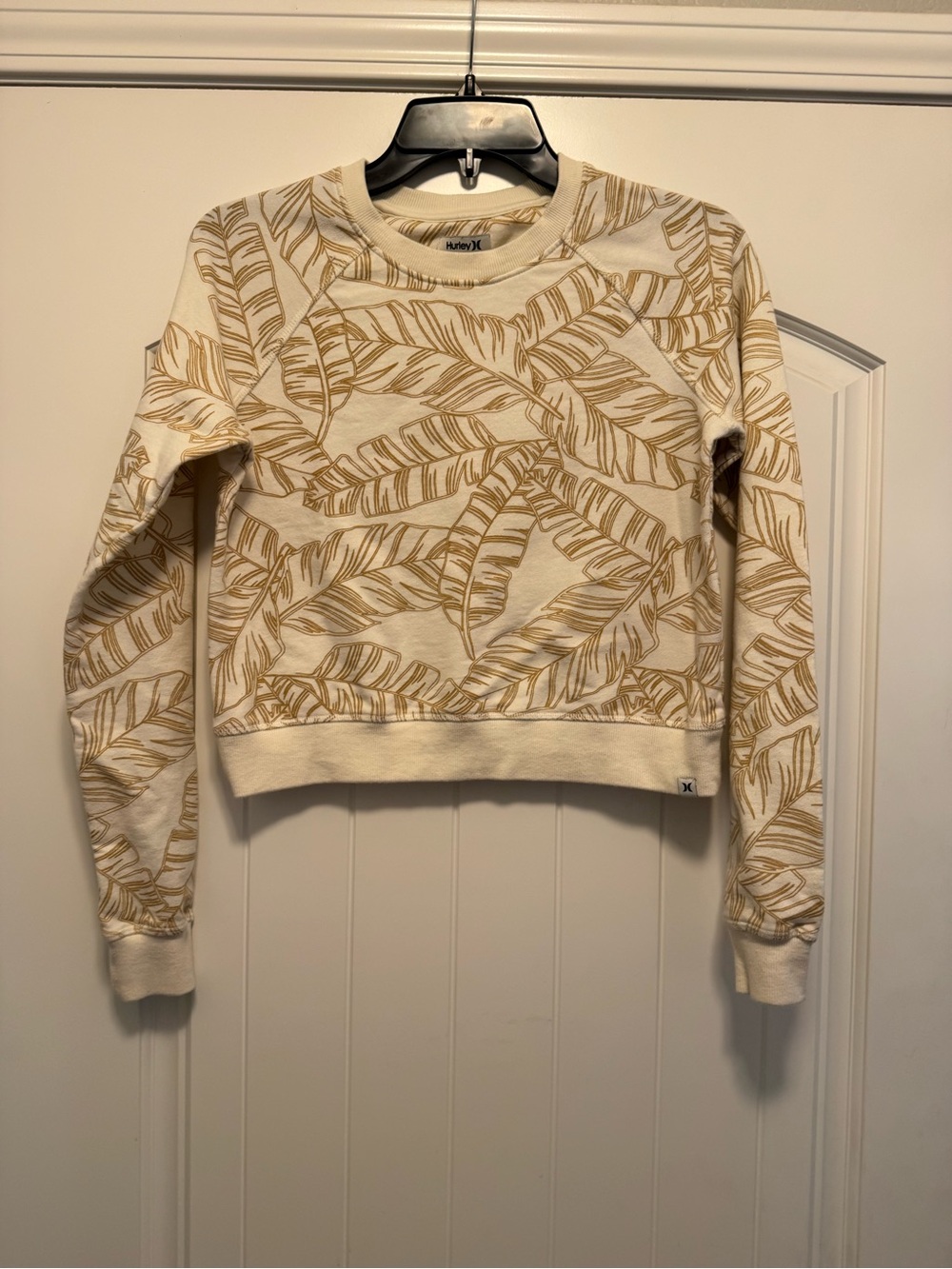 Hurley Cream Sweater with Gold Leaf Pattern